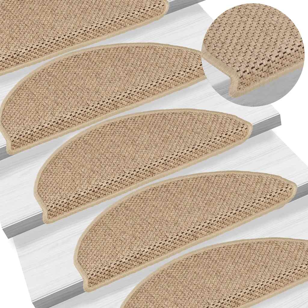 Selvklebende Trappematter Sisal-Utseende 15 Stk 65X21X4 Cm Sand