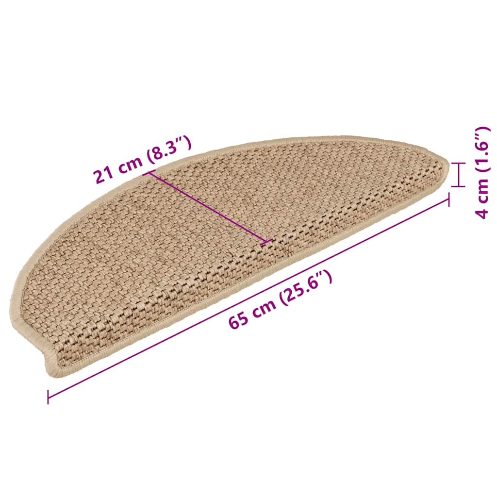 Selvklebende Trappematter Sisal-Utseende 15 Stk 65X21X4 Cm Sand