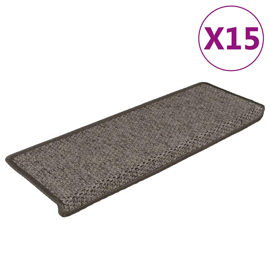Selvklebende Trappematter Sisal 15 Stk 65X21X4 Cm Grå Og Beige