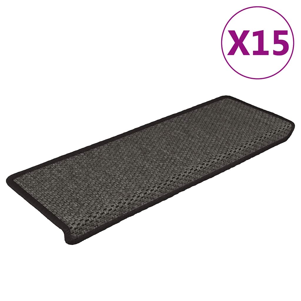Selvklebende Trappematter Sisal 15 Stk 65X21X4 Cm Antrasitt