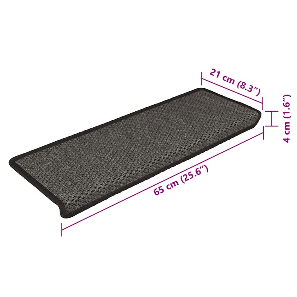 Selvklebende Trappematter Sisal 15 Stk 65X21X4 Cm Antrasitt