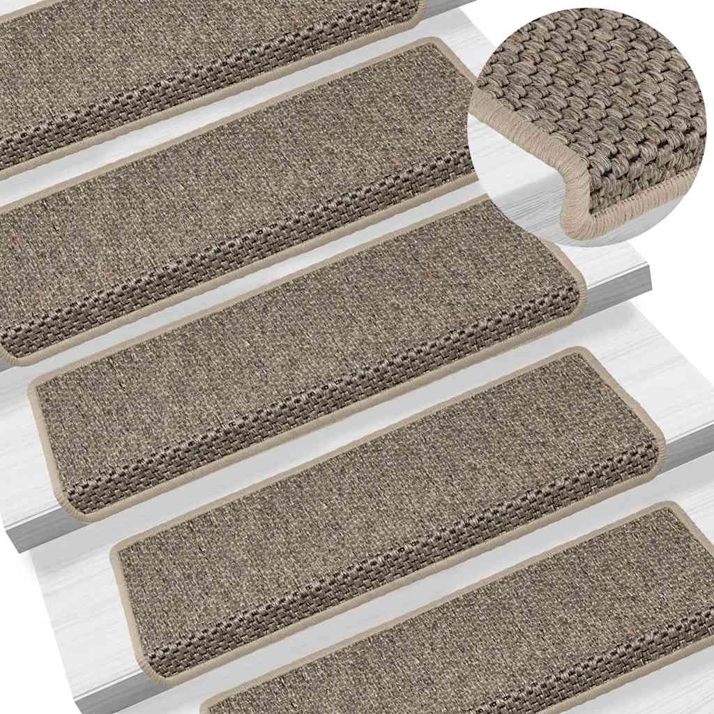 Selvklebende Trappematter Sisal 15 Stk 65X21X4 Cm Mørk Beige