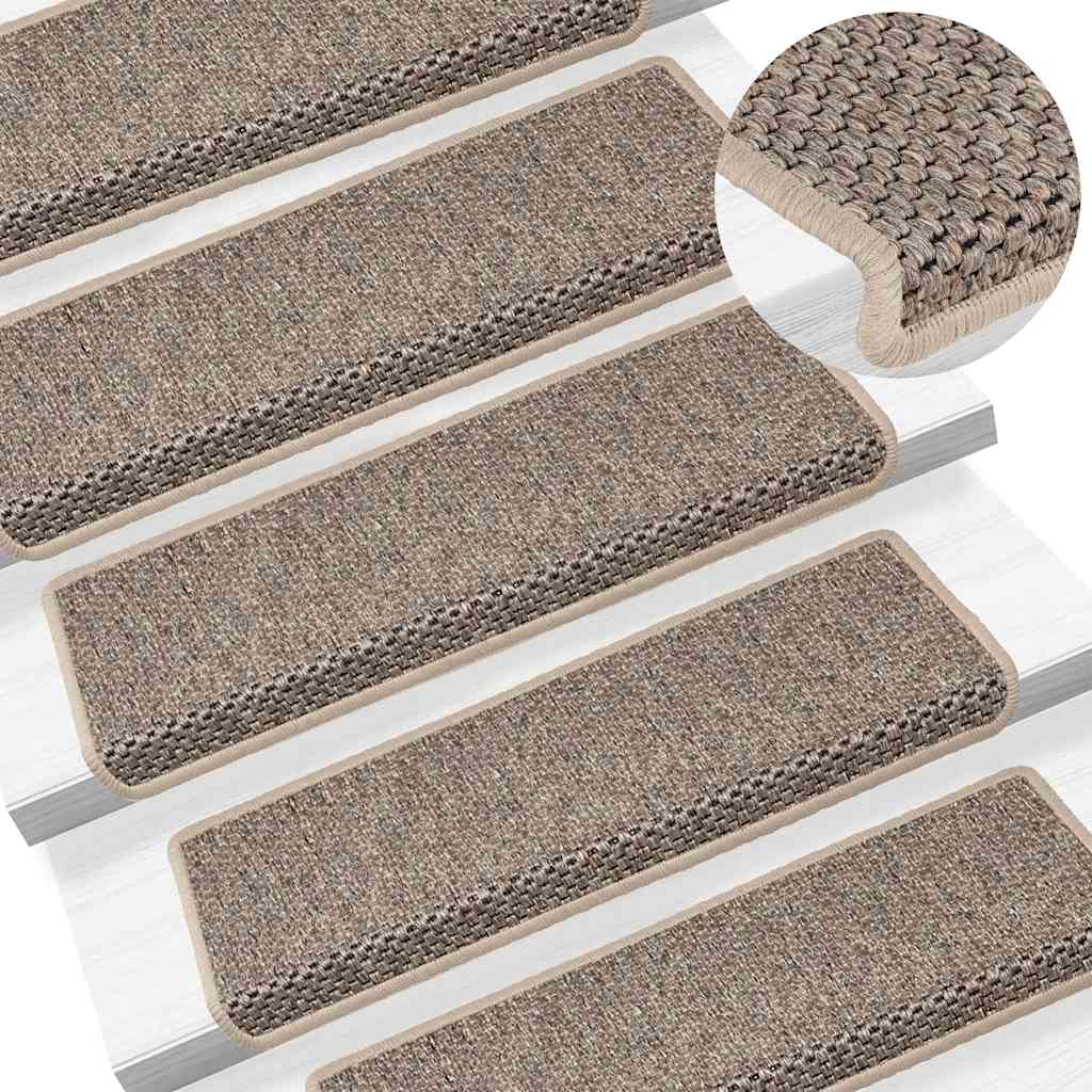 Selvklebende Trappematter Sisal 15 Stk 65X21X4 Cm Mørk Beige