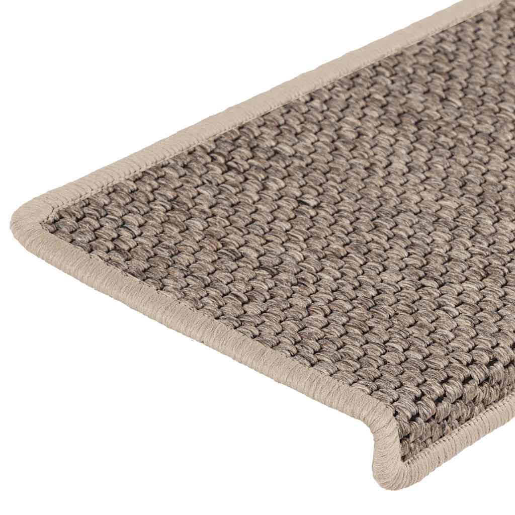 Selvklebende Trappematter Sisal 15 Stk 65X21X4 Cm Mørk Beige