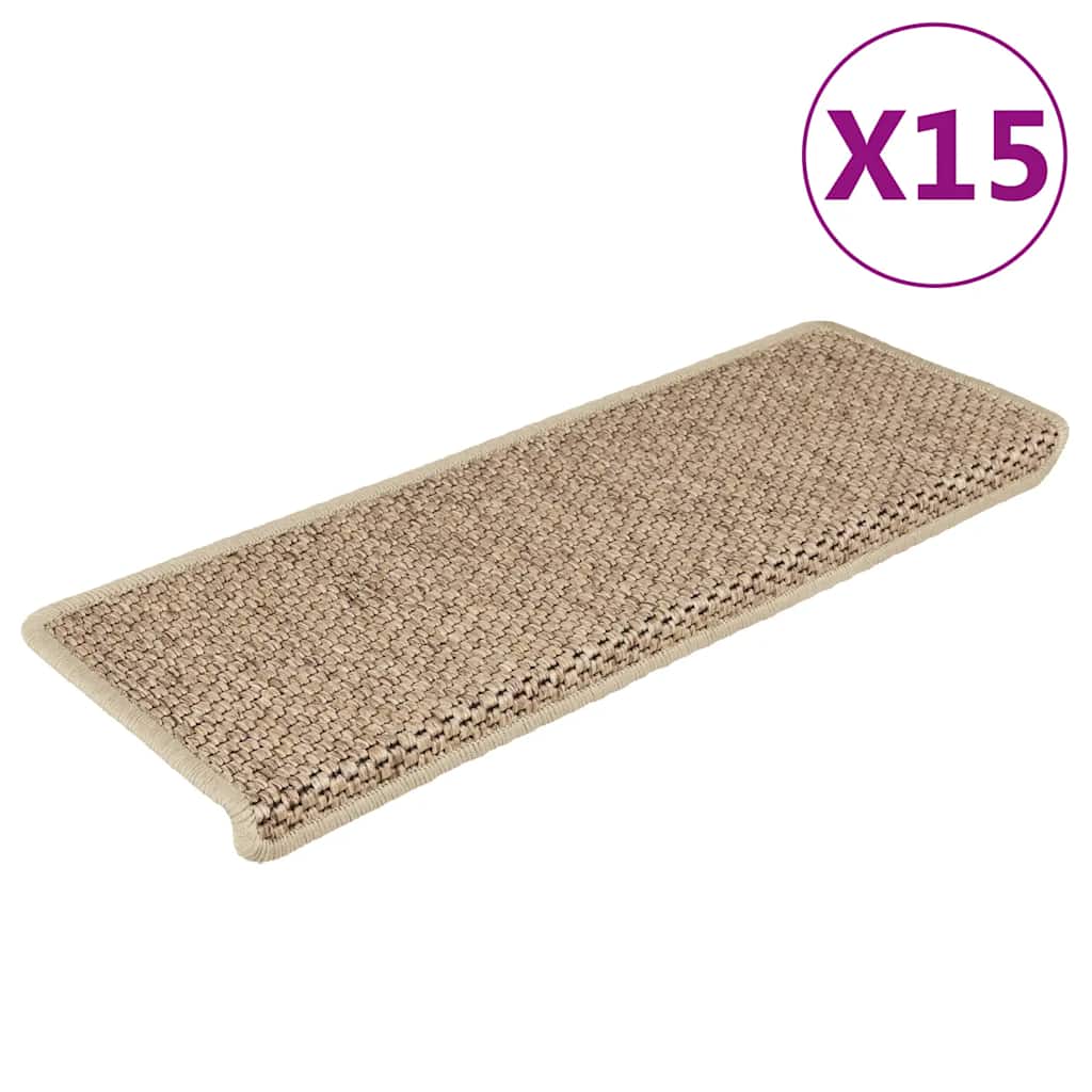 Selvklebende Trappematter Sisal-Utseende 15 Stk 65X21X4 Cm Sand