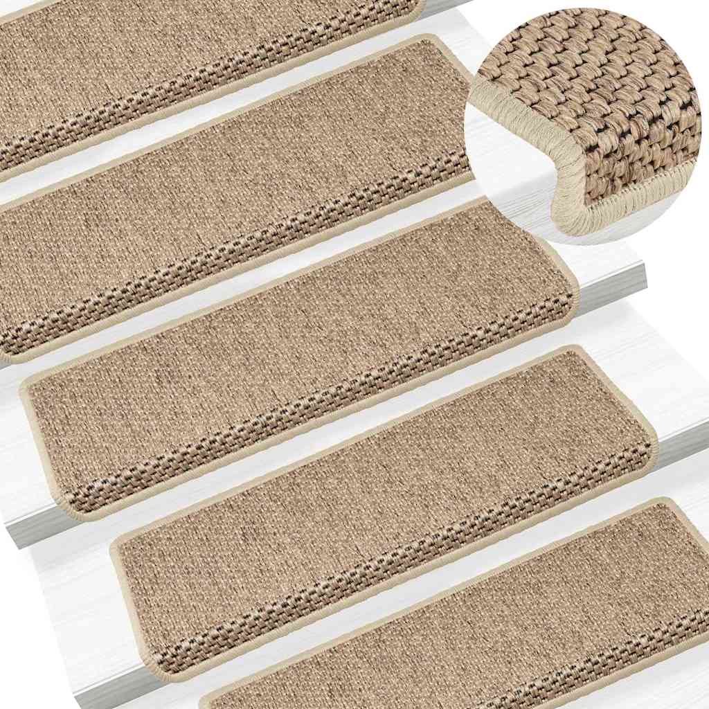 Selvklebende Trappematter Sisal-Utseende 15 Stk 65X21X4 Cm Sand