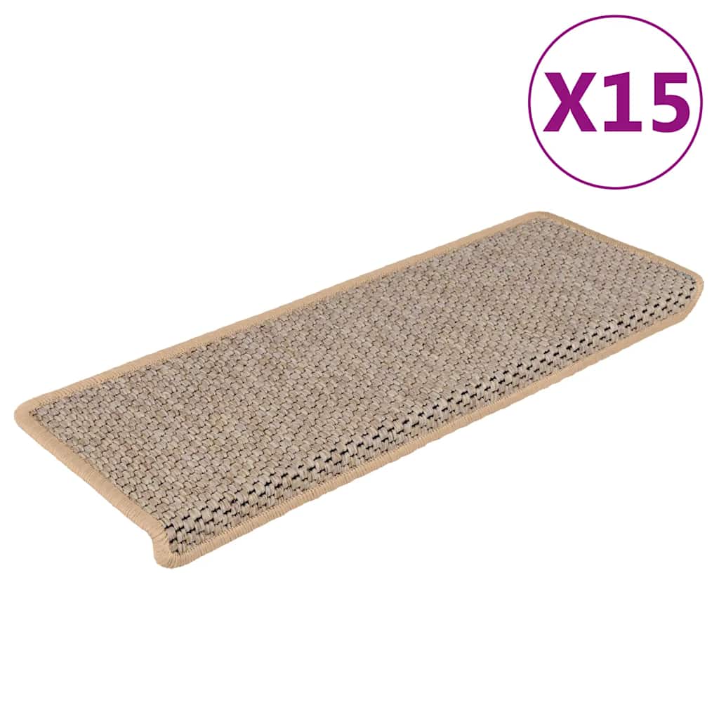 Selvklebende Trappematter Sisal-Utseende 15 Stk 65X21X4Cm Beige