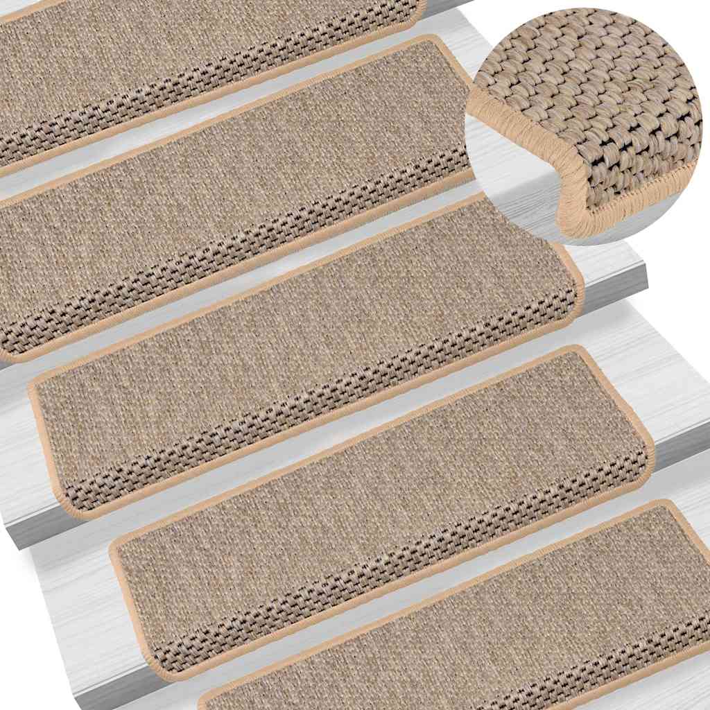 Selvklebende Trappematter Sisal-Utseende 15 Stk 65X21X4Cm Beige