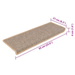 Selvklebende Trappematter Sisal-Utseende 15 Stk 65X21X4Cm Beige