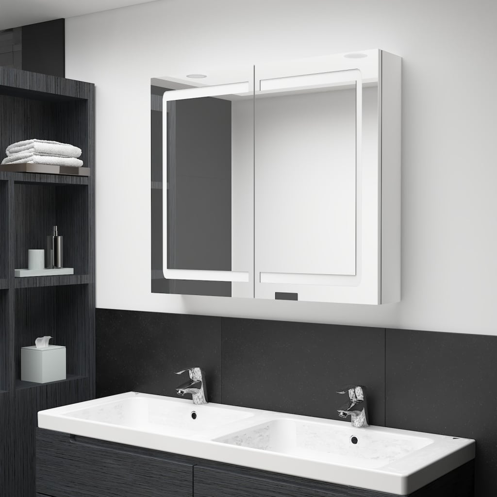 Led-Speilskap Til Bad Blank Hvit 80X12X68 Cm
