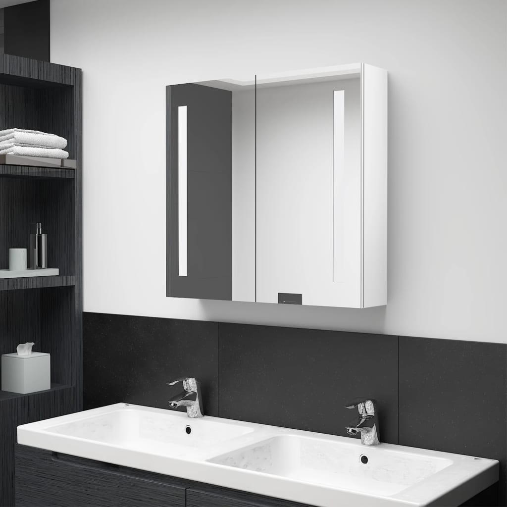 Led-Speilskap Til Bad Blank Hvit 62X14X60 Cm