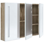 Led-Speilskap Til Bad 89X14X62 Cm Hvit Og Eik