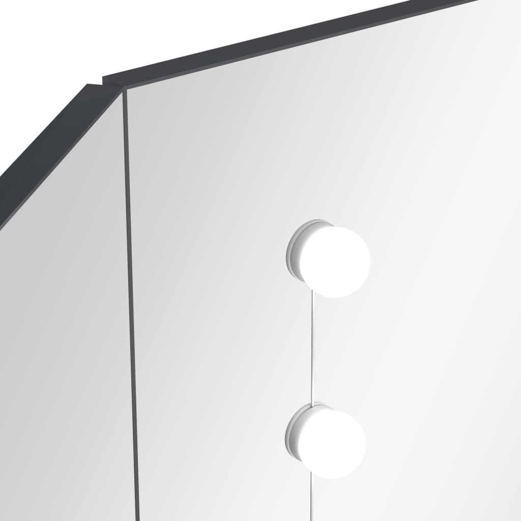 Hjørnemontert Sminkebord Med Led Grå 111X54X141,5 Cm