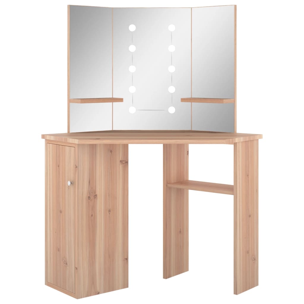 Hjørnemontert Sminkebord Med Led Eik 111X54X141,5 Cm