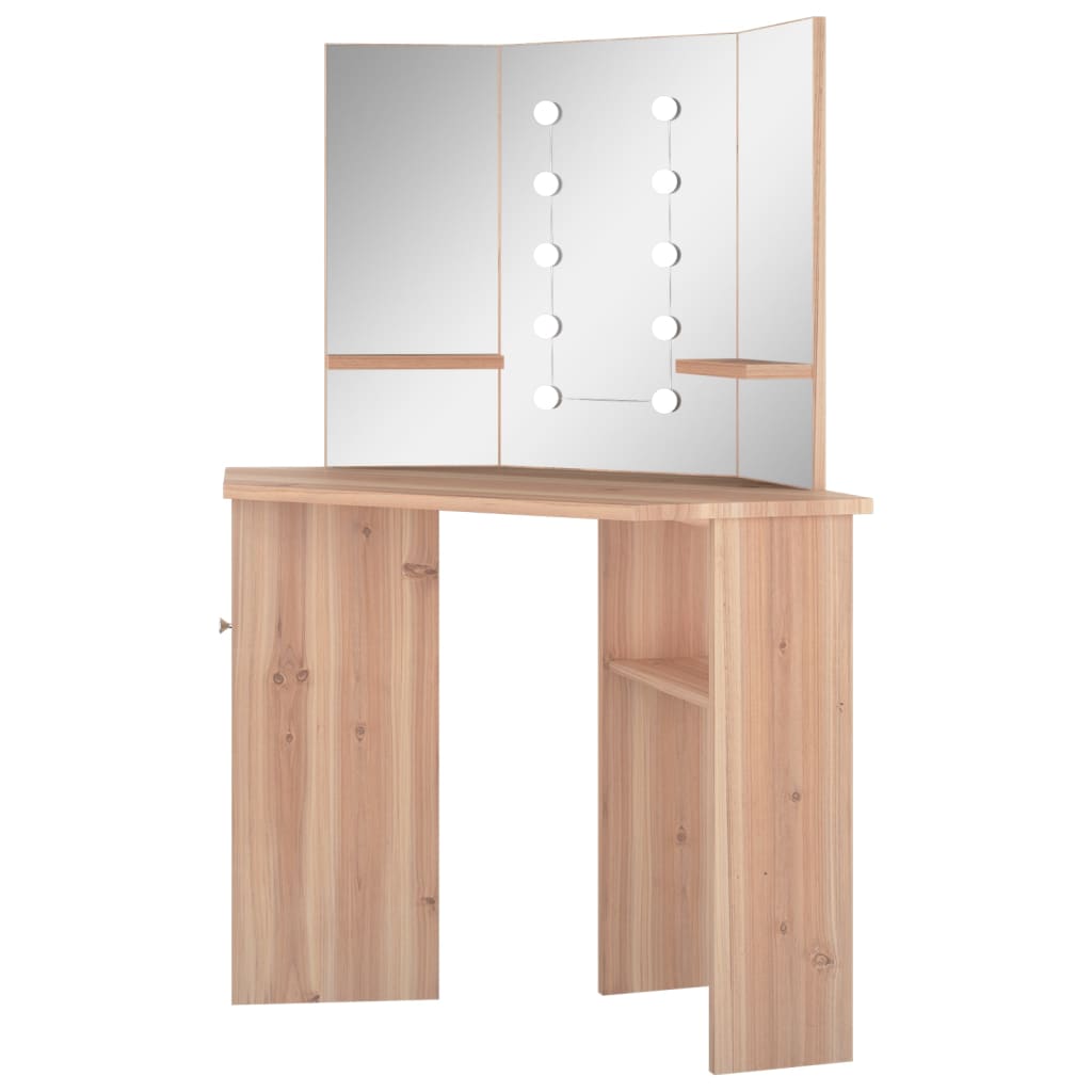 Hjørnemontert Sminkebord Med Led Eik 111X54X141,5 Cm