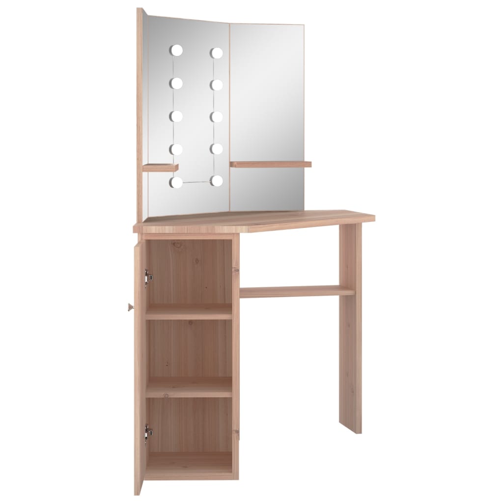 Hjørnemontert Sminkebord Med Led Eik 111X54X141,5 Cm