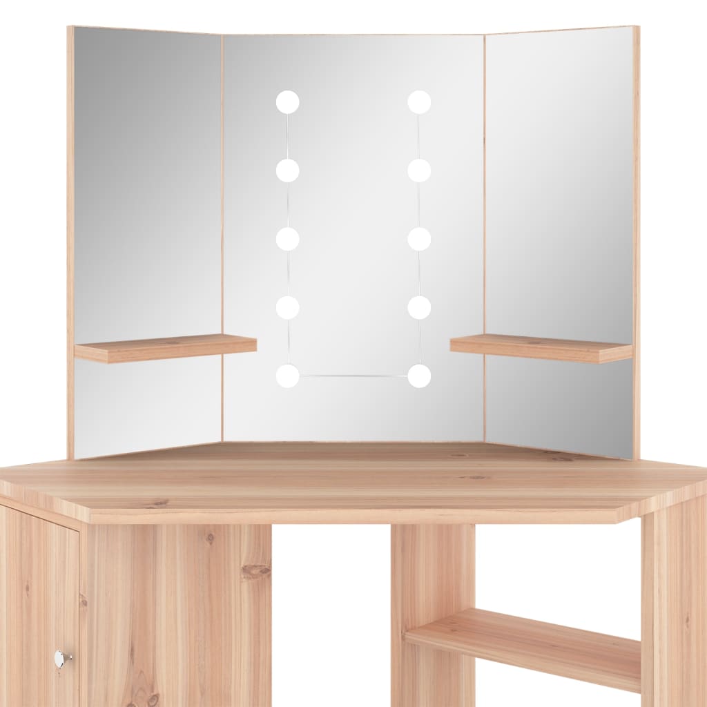 Hjørnemontert Sminkebord Med Led Eik 111X54X141,5 Cm