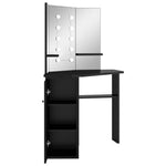 Hjørnemontert Sminkebord Med Led Svart 111X54X141,5 Cm