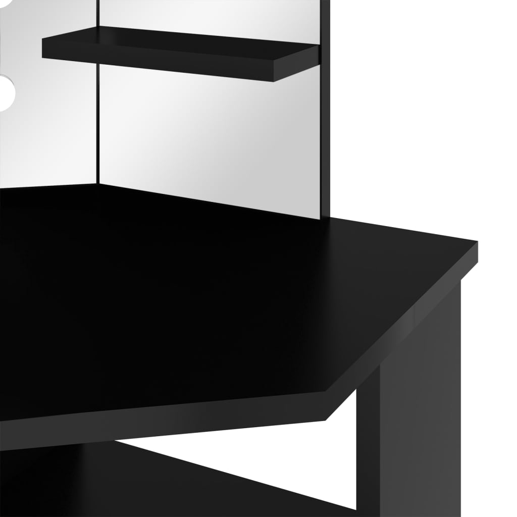Hjørnemontert Sminkebord Med Led Svart 111X54X141,5 Cm