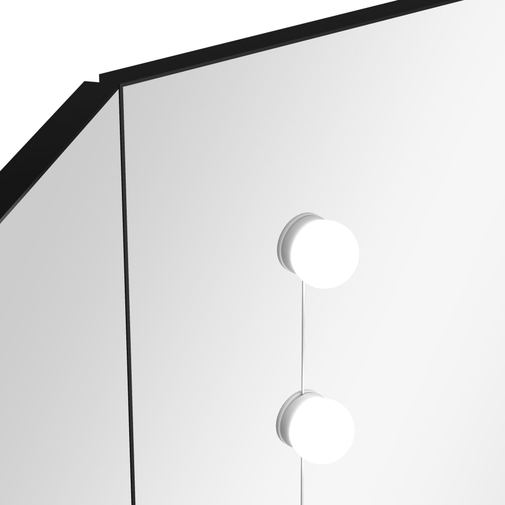 Hjørnemontert Sminkebord Med Led Svart 111X54X141,5 Cm