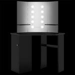 Hjørnemontert Sminkebord Med Led Svart 111X54X141,5 Cm