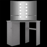 Hjørnemontert Sminkebord Med Led Betonggrå 111X54X141,5 Cm