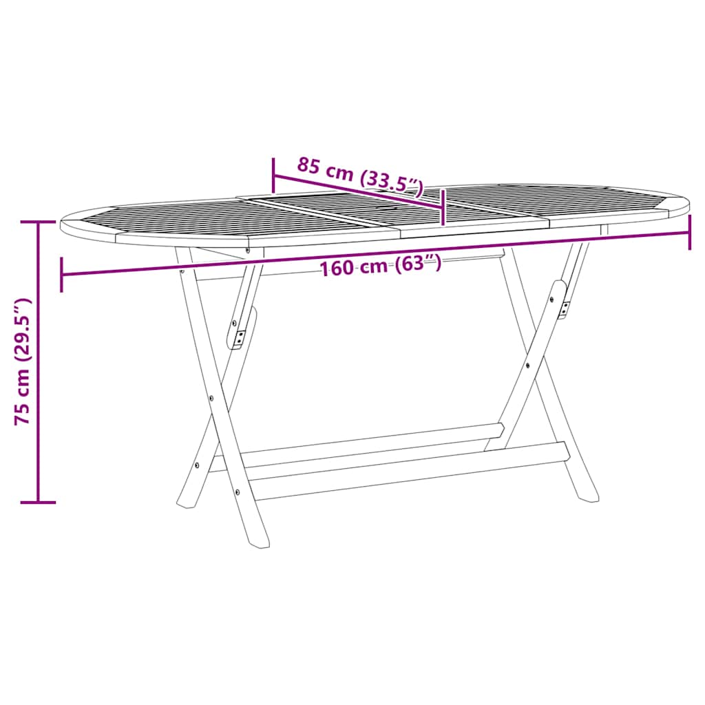 Sammenleggbart Hagebord 160X85X75 Cm Heltre Eukalyptus