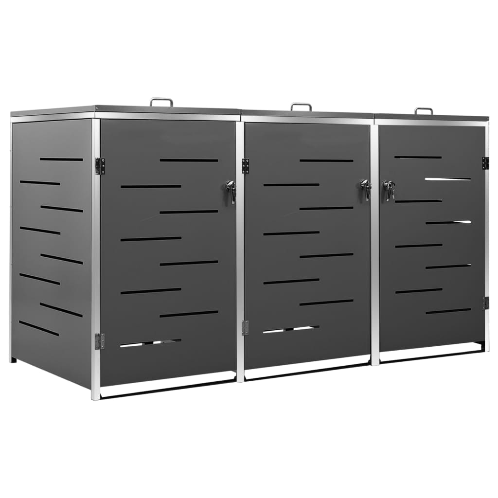 Søppeldunkskur Trippelt 207X77,5X112,5 Cm Rustfritt Stål