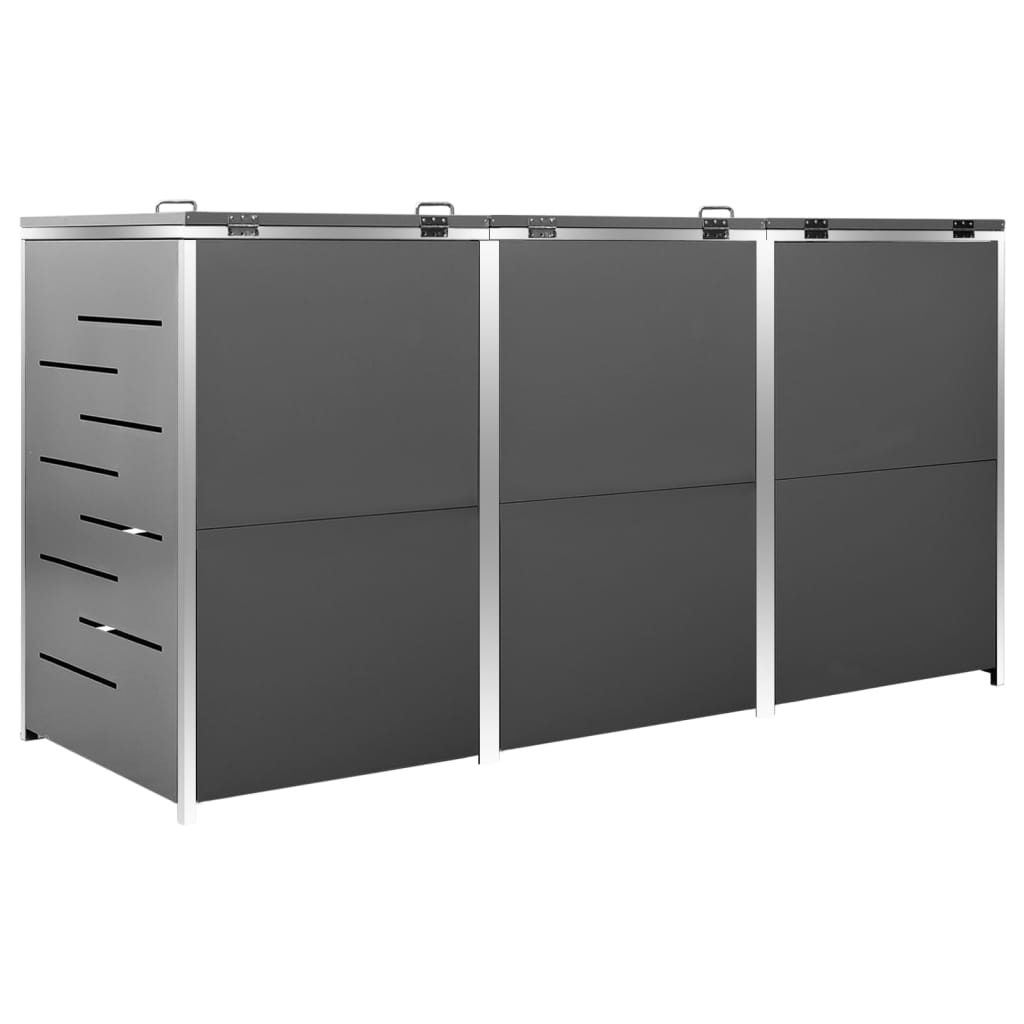 Søppeldunkskur Trippelt 207X77,5X112,5 Cm Rustfritt Stål