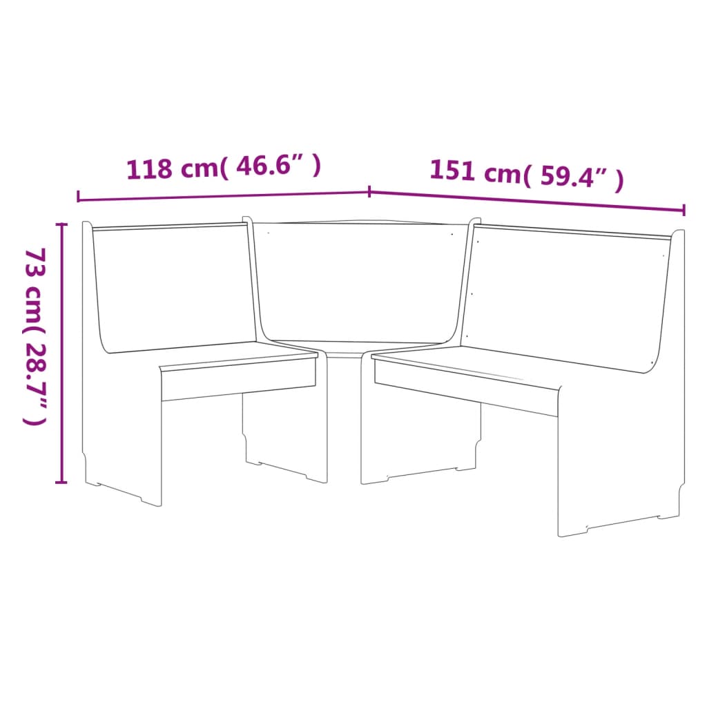 Hjørnebenk Reine 151 Cm Heltre Furu Honningbrun Og Grå