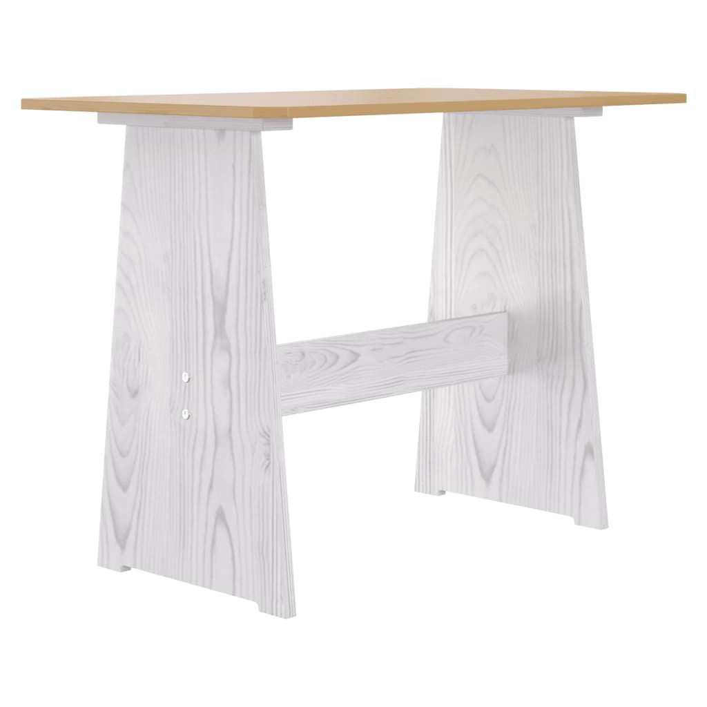 Spisebord Med Benk Reine Honningbrun Og Hvit Heltre Furu