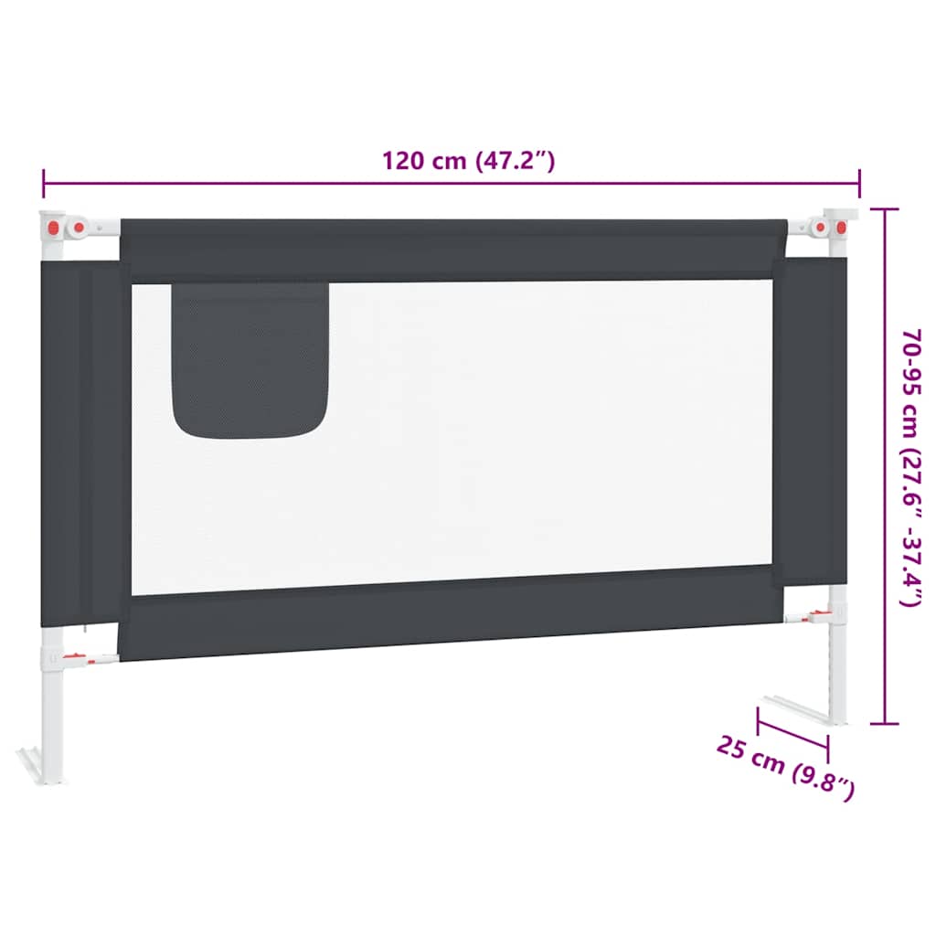 Sengehest Småbarn Mørkegrå 120X25 Cm Stoff
