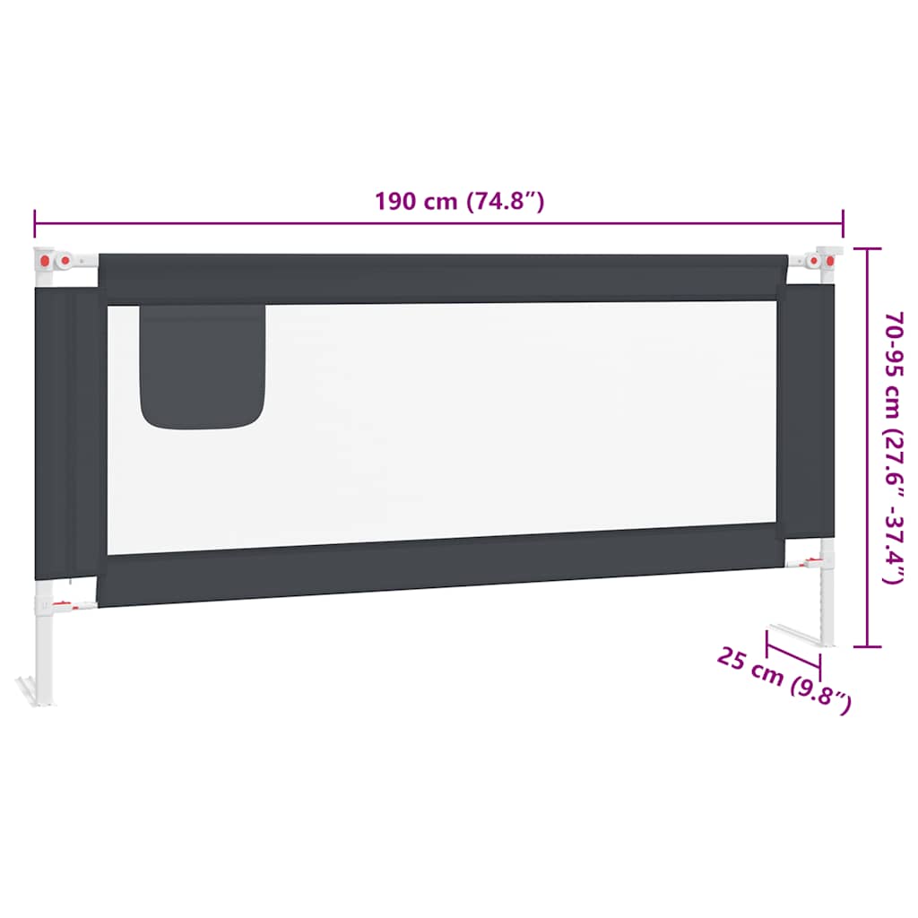 Sengehest Småbarn Mørkegrå 190X25 Cm Stoff