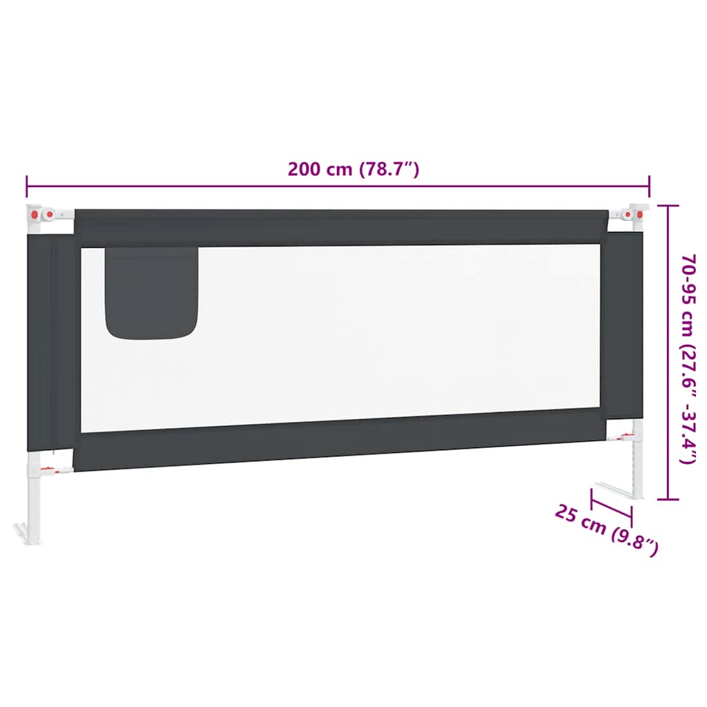 Sengehest Småbarn Mørkegrå 200X25 Cm Stoff