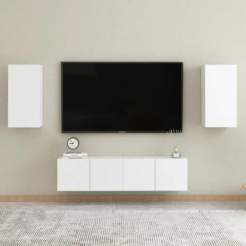 Tv-Benk Hvit 30,5X30X60 Cm Konstruert Tre