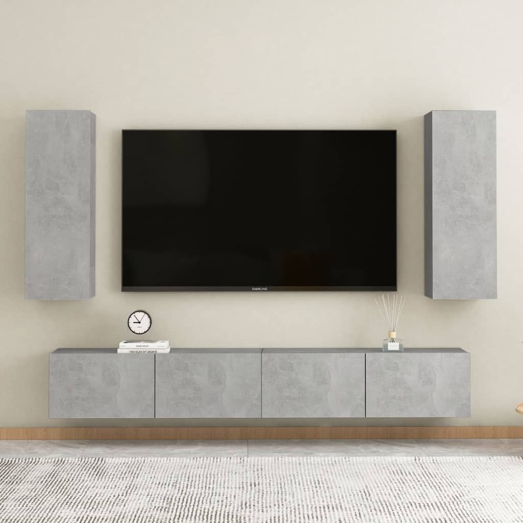 Tv-Benk Betonggrå 30,5X30X90 Cm Konstruert Tre