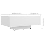 Salongbord Hvit 85X55X31 Cm Konstruert Tre