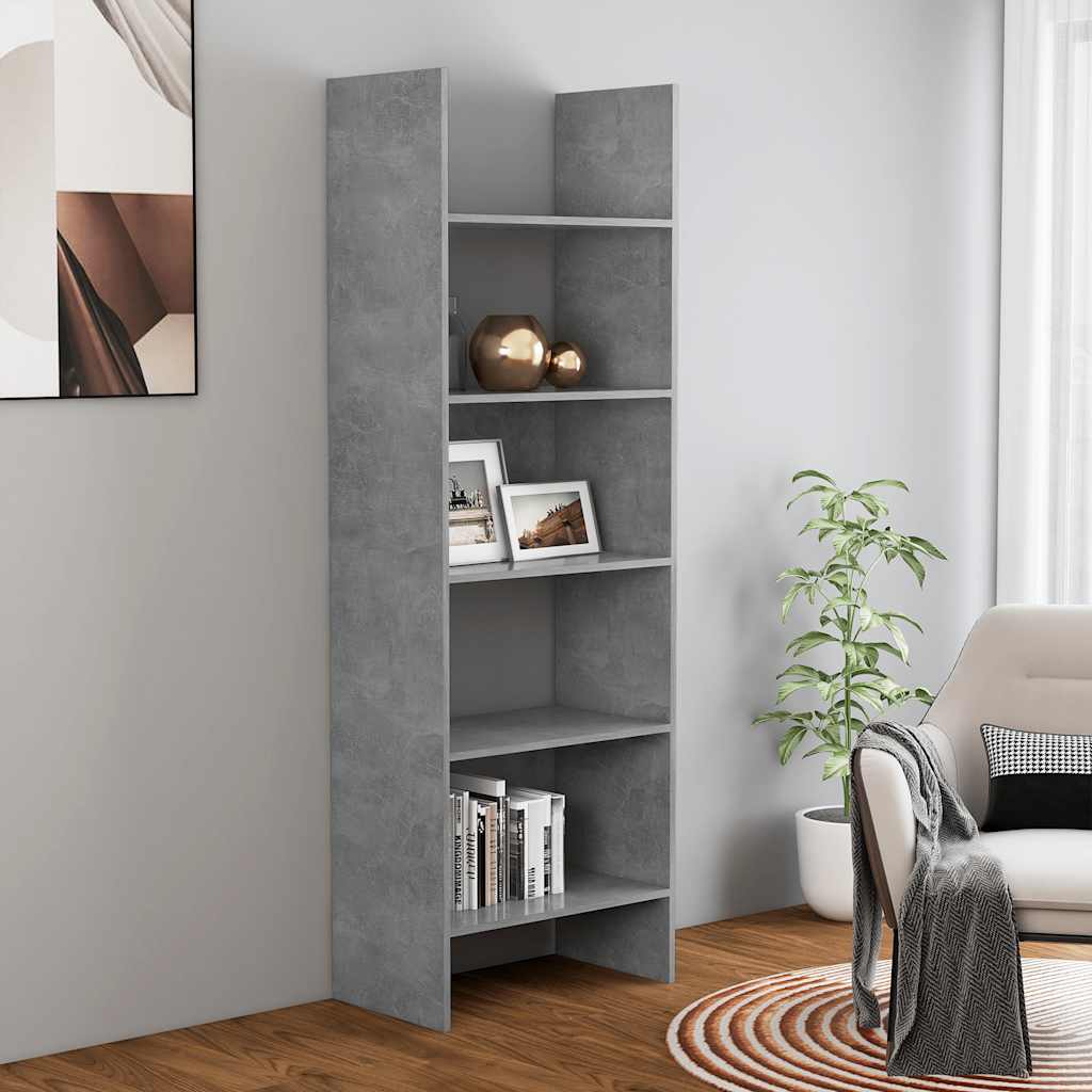Bokhylle Betonggrå 60X35X180 Cm Konstruert Tre