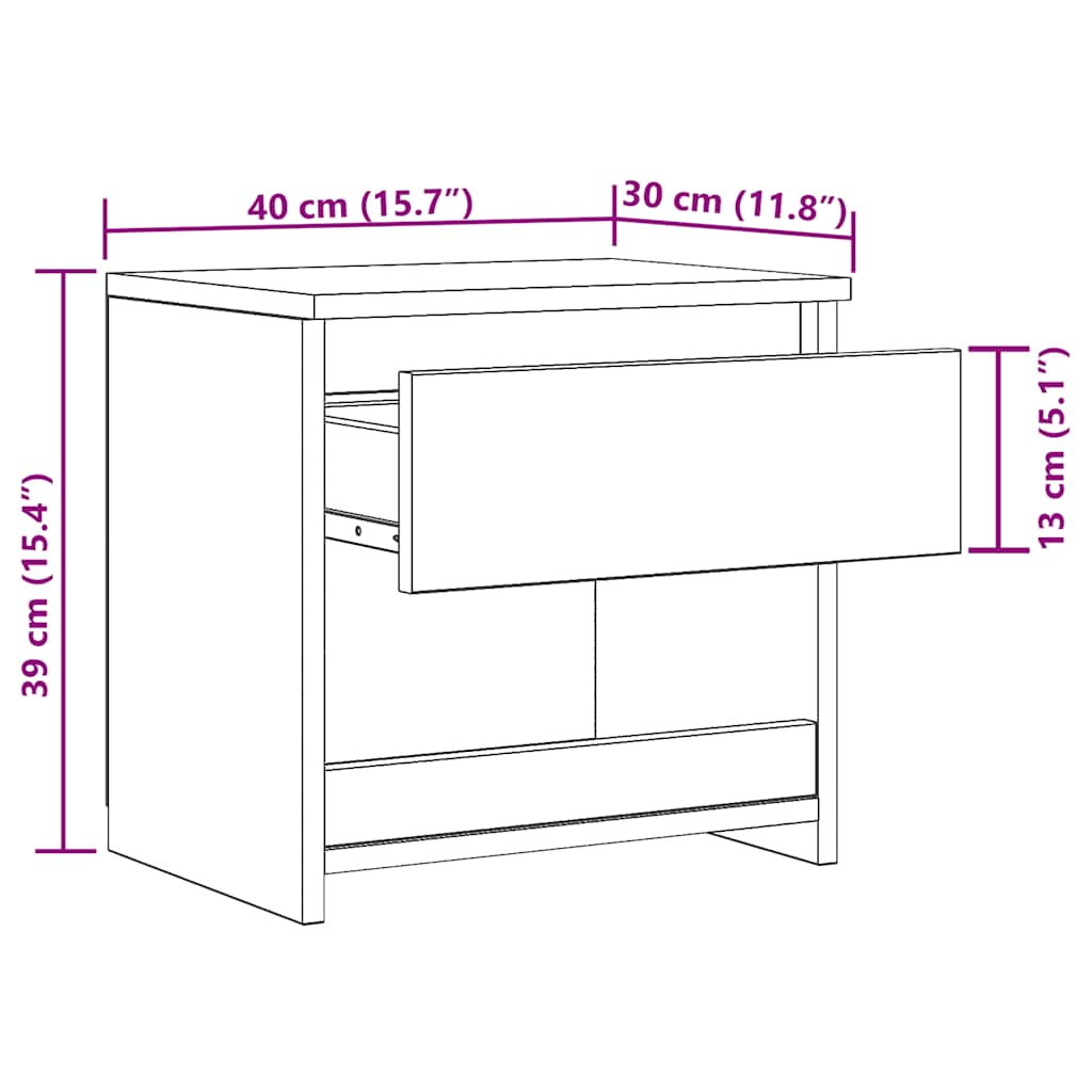 Nattbord Svart 40X30X39 Cm Konstruert Tre