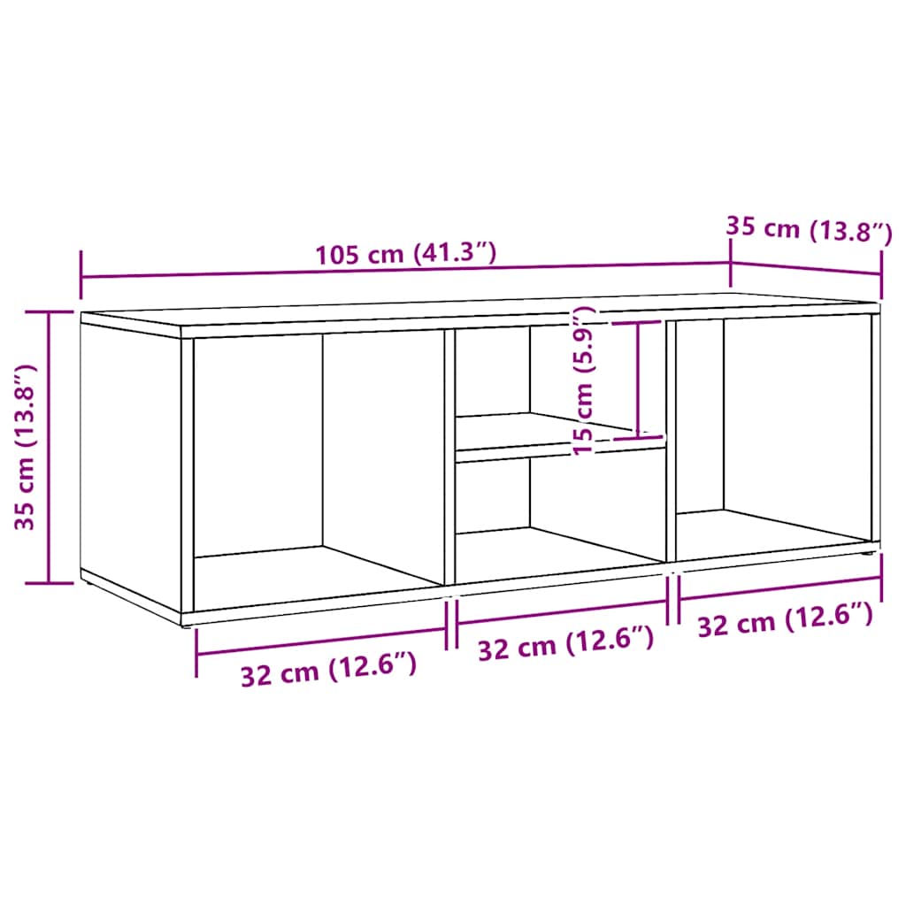 Skobenk Sonoma Eik 105X35X35 Cm Konstruert Tre