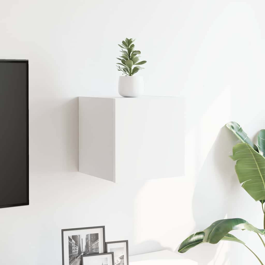 Vegghengt Tv-Benk Hvit 30,5X30X30 Cm