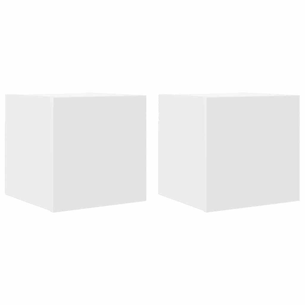 Vegghengte Tv-Benker 2 Stk Hvit 30,5X30X30 Cm