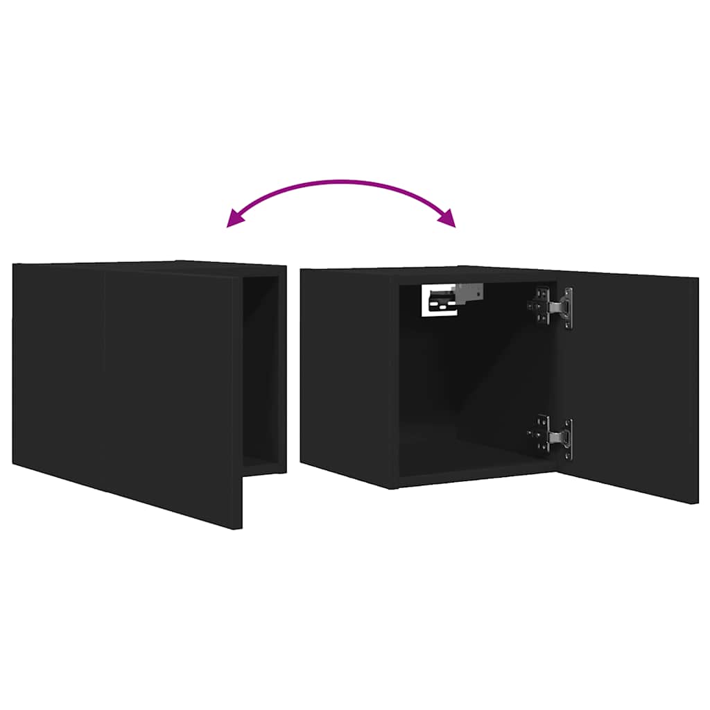 Vegghengte Tv-Benker 2 Stk Svart 30,5X30X30 Cm
