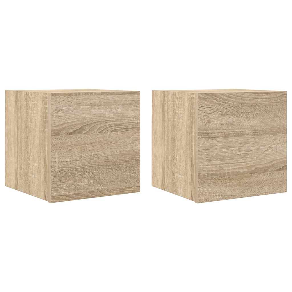 Vegghengte Tv-Benker 2 Stk Sonoma Eik 30,5X30X30 Cm