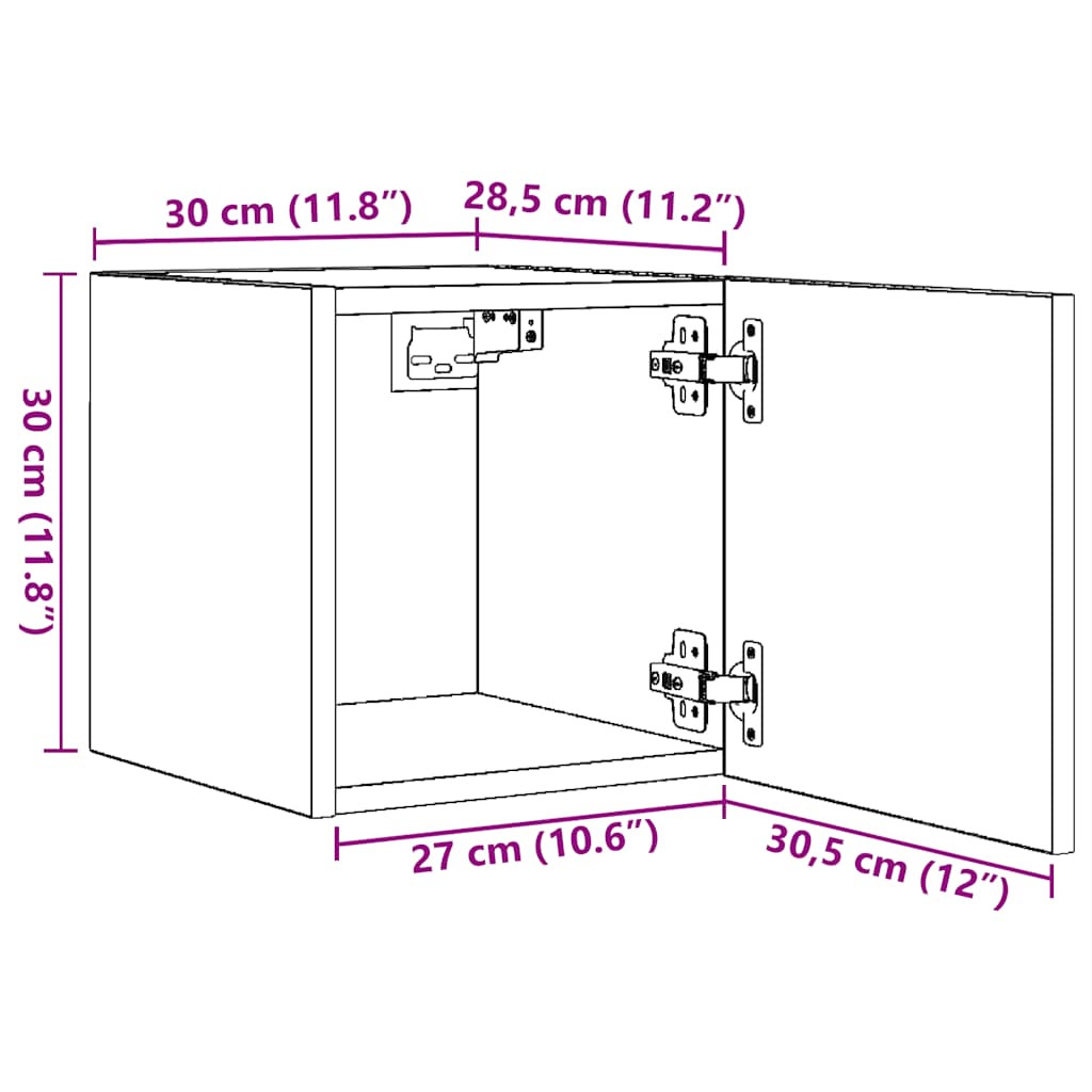 Vegghengte Tv-Benker 2 Stk Sonoma Eik 30,5X30X30 Cm