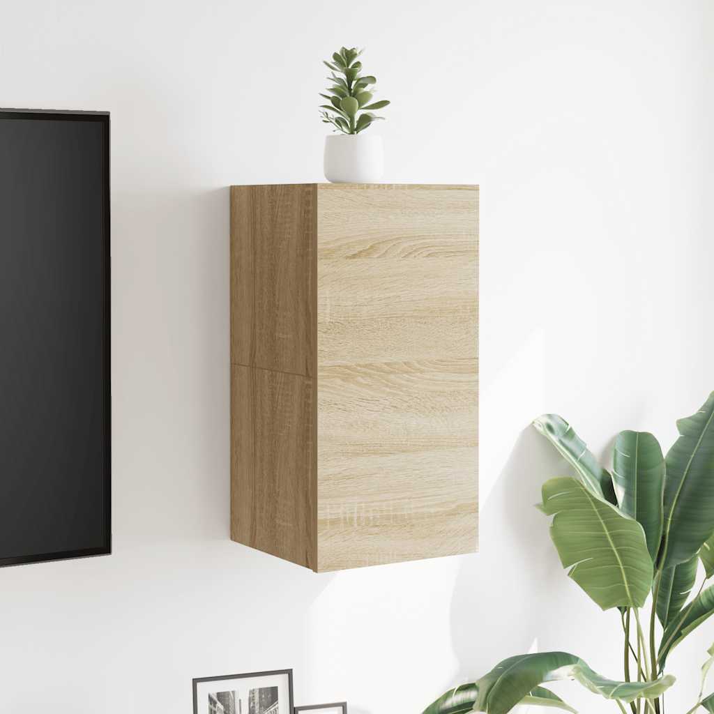 Vegghengte Tv-Benker 2 Stk Sonoma Eik 30,5X30X30 Cm