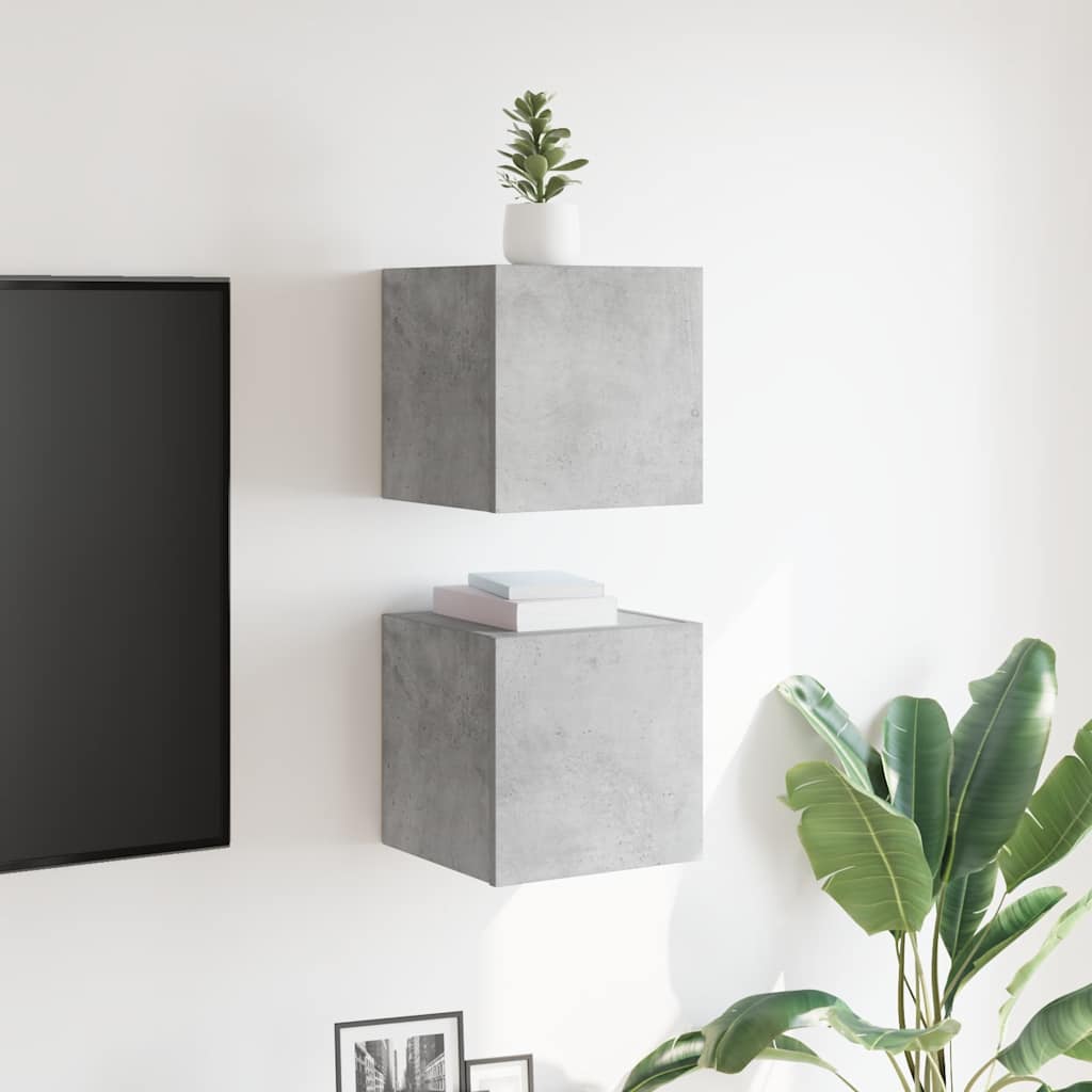 Vegghengte Tv-Benker 2 Stk Betonggrå 30,5X30X30 Cm