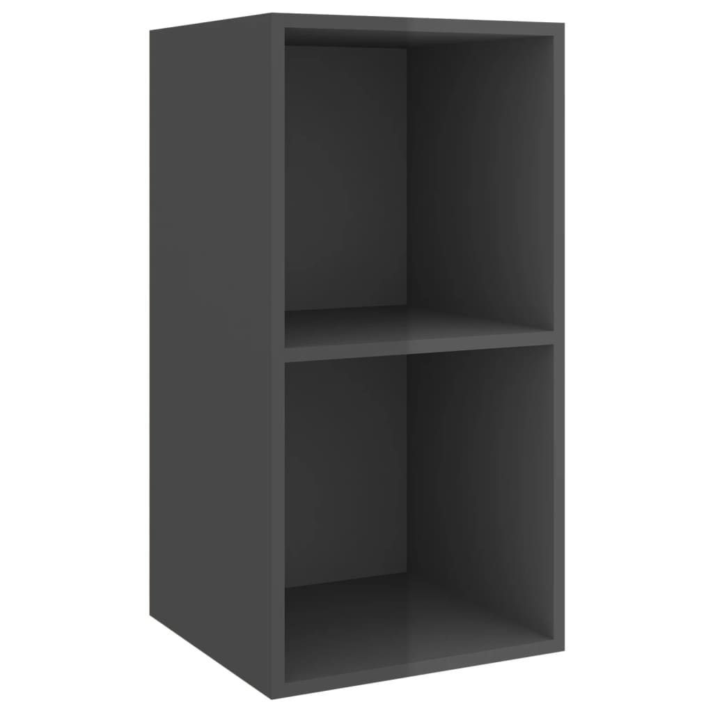 Vegghengt Tv-Benk Høyglans Grå 37X37X72 Cm Konstruert Tre