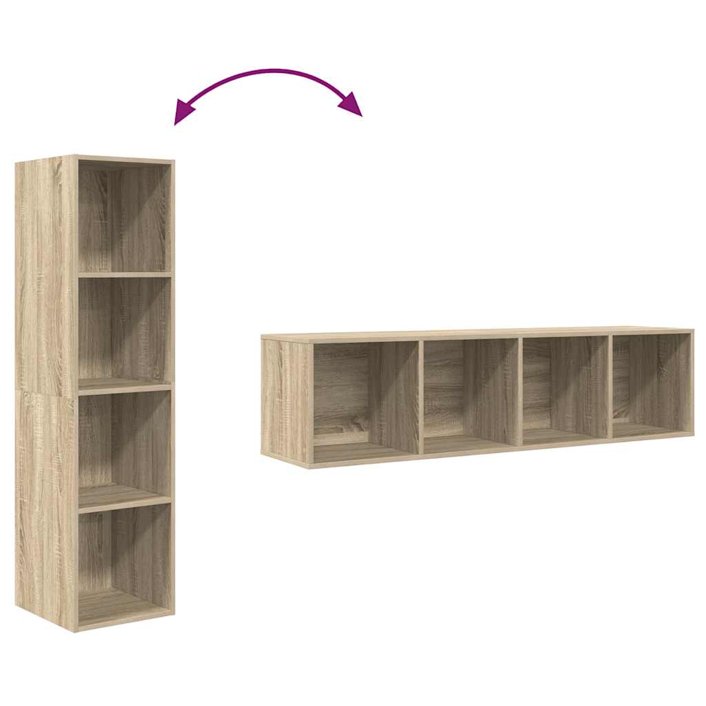 Vegghengt Tv-Benk Sonoma Eik 37X37X142,5 Cm Konstruert Tre