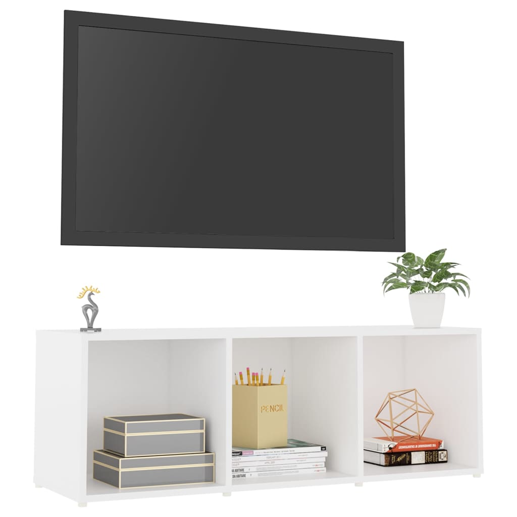 Tv-Benk Hvit 107X35X37 Cm Konstruert Tre